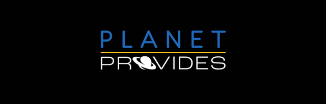 Planet Provides logo with a black background